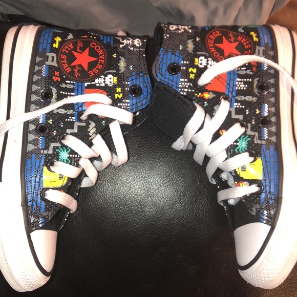 Super cute child chucks…..worn once. Video game theme - Picture 5 of 6
